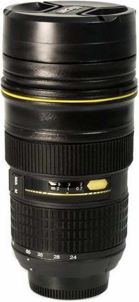 Foto&Tech Travel Coffee Mug / Cup / Thermos Lenscup / Lens Cup Stainless Steel Insulated Tumbler (Modeling 1:1 Nikon AF-S 24-70mm f/2.8G ED Camera Lens Cup 14.5 Ounce, Black)