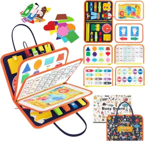 Freebear Busy Board Toddler Travel Toys Sensory Toys for Toddlers 1 2 3 4, Montessori Learning Toys for Toddlers Activities Board, Educational Toys for 3 4 Year Old Boys Girls Gift, Deluxe Classic