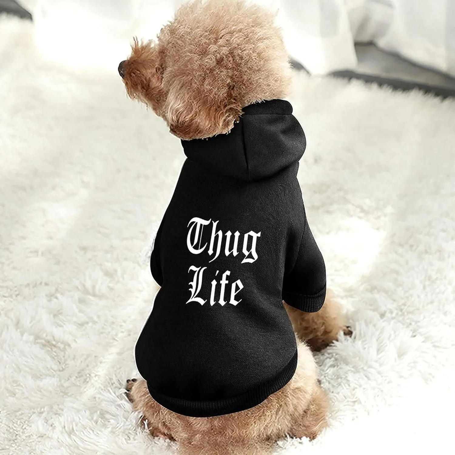 FunnyStar Thug Life Dog Sweatshirt Warm Pet Hoodies Sweater For Cat Dog