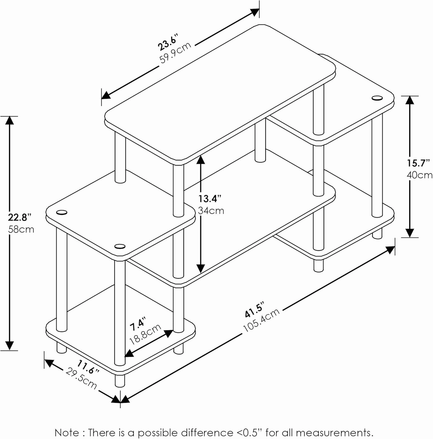 Furinno Turn-N-Tube No Tools Entertainment TV Stands, Black/Grey