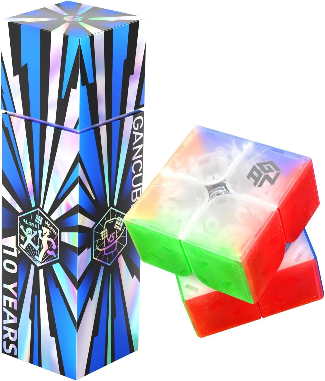 GAN 251 M Leap 10th Anniversary Special Edition, 2x2 Speed Cube Magnetic Mini Brain Teaser 56 Magnets Puzzle Fidget Toy for Kids Adults
