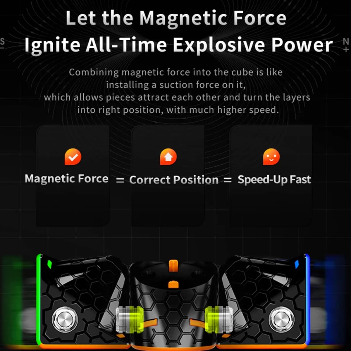 GAN 356 M 3x3 Magic Speed Cube Stickerless 3x3x3 Magnetic Cube Gans 356M(Standard Version with GES)
