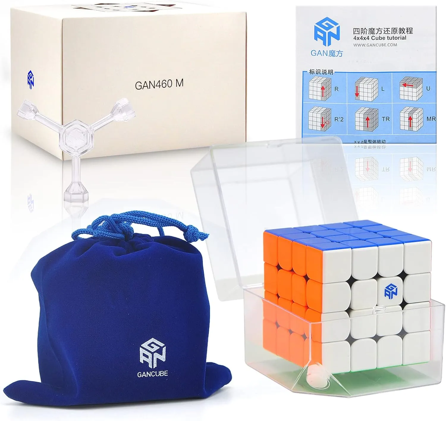 GAN 460 M Magnetic Speed Cube, 4X4X4 Magnetic Master Cube,Stickerless Puzzle Toy for Kids Boys Girls and Adults