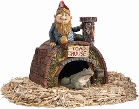Garden Gnome Statue - Garden Gnome Toad House - Frog House - Fairy Garden - Gnome Village