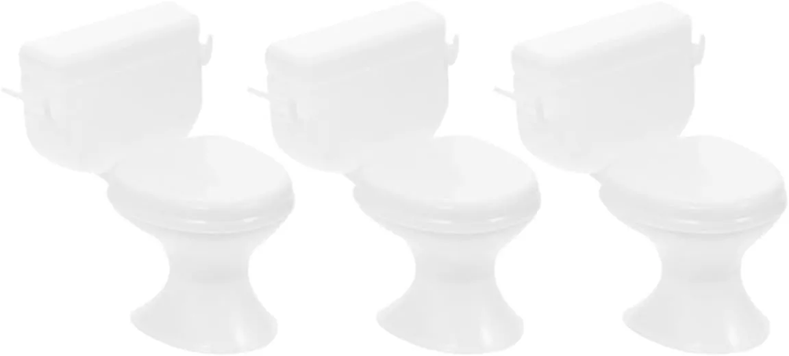 Garneck 5sets 3pcs Mini Toilet Decoration Cute Plastic Bathroom Accessory for Dollhouse Realistic Miniature Furniture for Mini House Supply Teens 3pcs*5