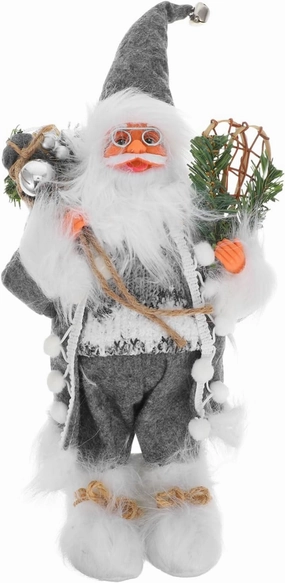 Garneck 1Pc Santa Claus Figurine Robe with Present Bag Cloth Art Doll for Christmas Home Decoration Lovely Holiday Ornament