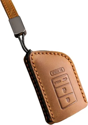 Genuine Leather Car Key Fob Cover Case for Acura MDX RDX Integra 2022 2023 2024 2025, Suitable for 3 1 Button Smart Key Holder (Brown)