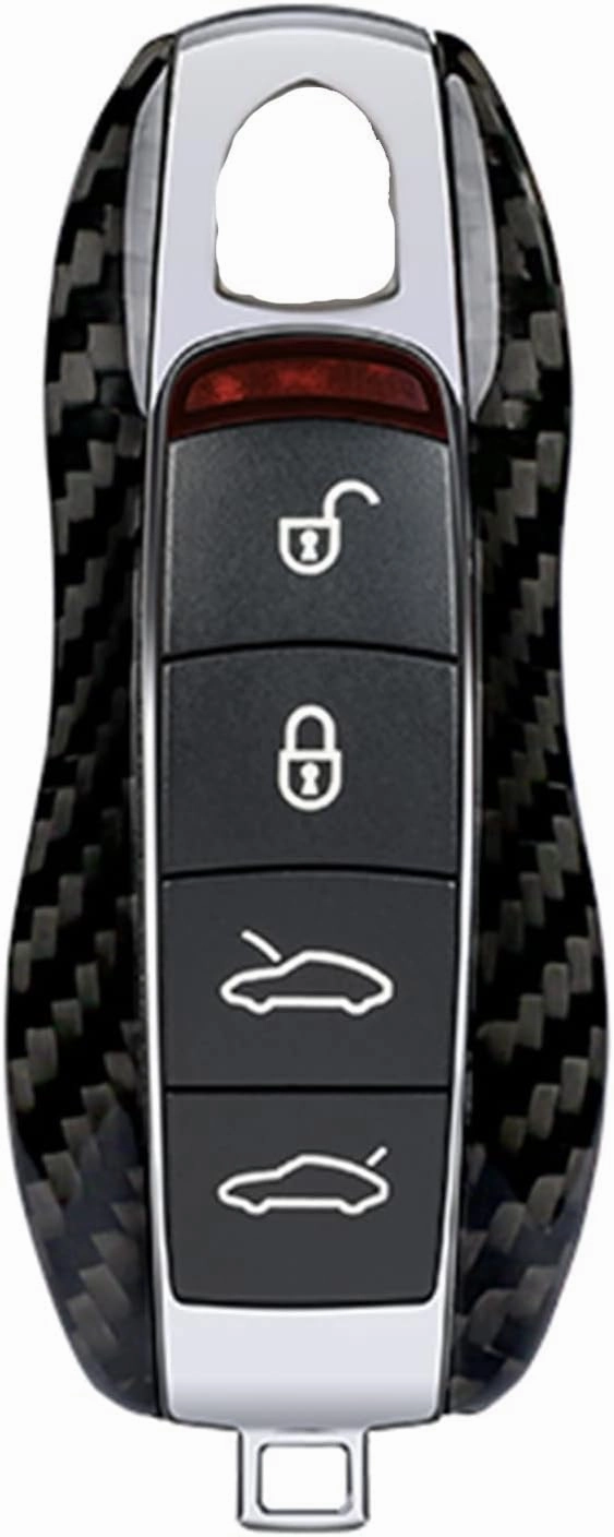 Genuine Carbon Fiber Key Fob Cover for Porsche 718 911 Carrera 918 Spyder Boxster 981 Cayenne 92A Cayman 981 for Macan for Panamera 970 Smart Car Remote Key Replacement Case - A Style - Black