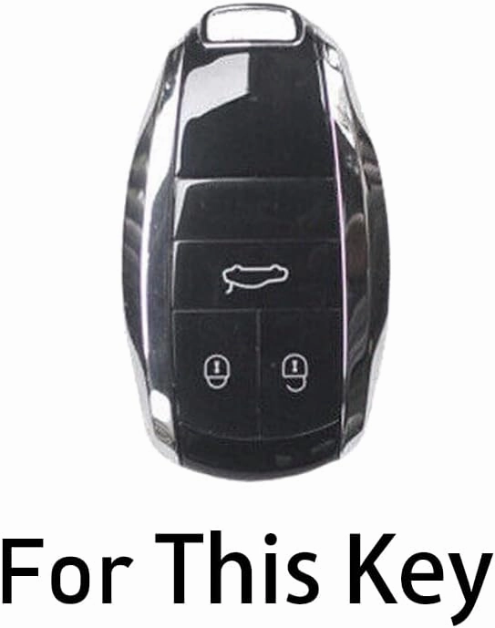 Genuine Leather 3 Buttons Car Smart Remote Key Fob Case Cover Holder Bag with Keychain for Bentley Bentayga Flying Spur GT 2018 ( Black White Brown Green Red for Choice ) (Brown)