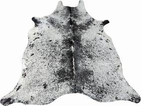 Genuine Salt & Pepper Black Cowhide Rug - Authentic Animal Skin Area Rug/Carpet for Living Room, Bedroom, Dining Room & More - (6 ft x 5-6 ft)