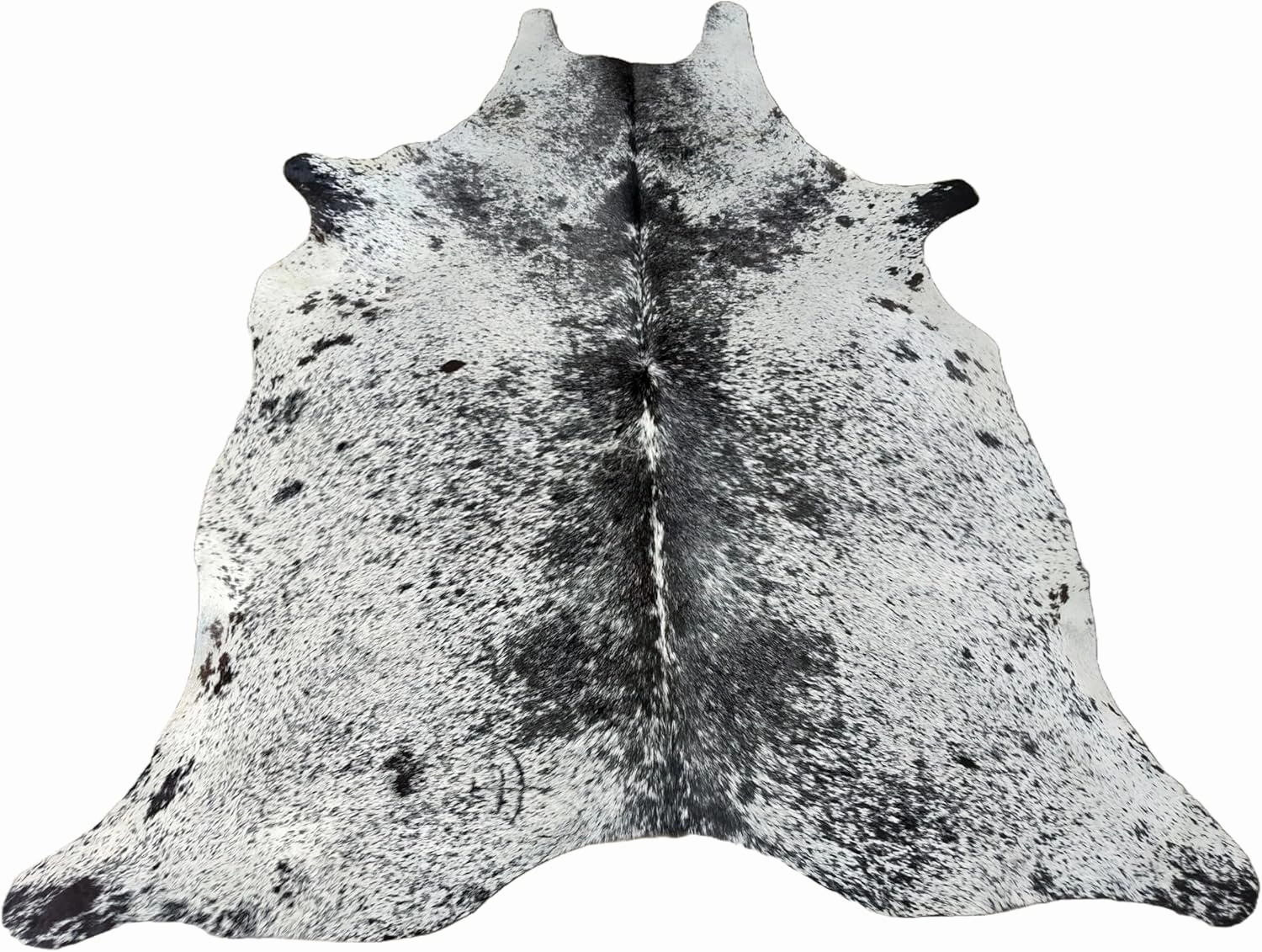 Genuine Salt & Pepper Black Cowhide Rug - Authentic Animal Skin Area Rug/Carpet for Living Room, Bedroom, Dining Room & More - (6 ft x 5-6 ft)