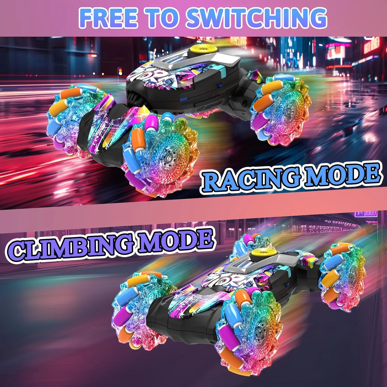 Gesture Sensing RC Stunt Car for Boys Ages 4-7 8-12, 2.4G Remote Control Car Toys, 4WD RC Drift Cars with Lights Music Spray, 360° Spins All Terrains Toys Birthday Gifts for 3-12 Year Old Kids