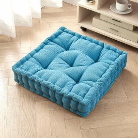 Getmo Resin Floor Pillow,Floor Cushion,Meditation Pillow,Square Floor Pillows Seating for Adults,Chenille Thick Meditation Cushion for Yoga Living Room Balcony Outdoor Tatami,20x20 Inch,Turquoise