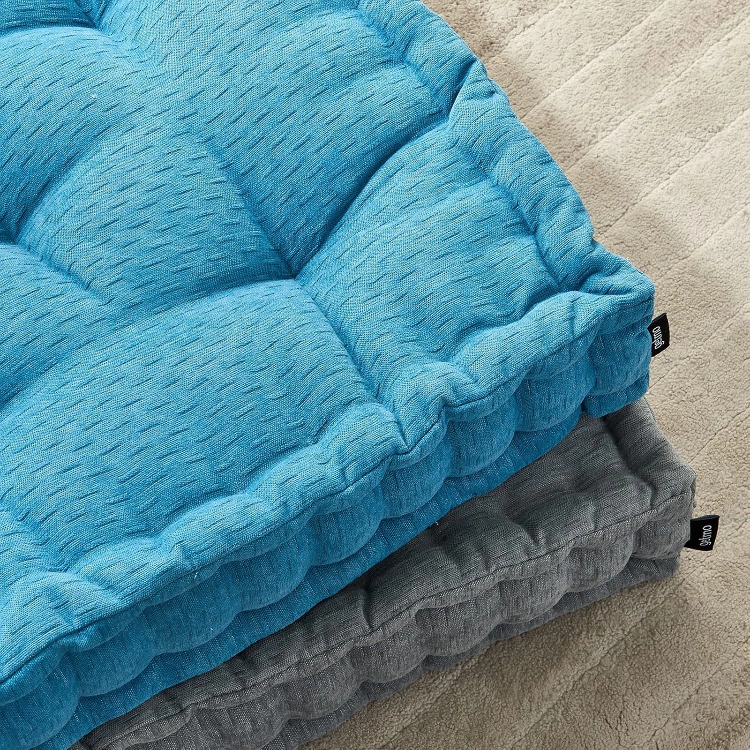 Getmo Resin Floor Pillow,Floor Cushion,Meditation Pillow,Square Floor Pillows Seating for Adults,Chenille Thick Meditation Cushion for Yoga Living Room Balcony Outdoor Tatami,20x20 Inch,Turquoise