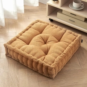 Getmo Resin Floor Pillow,Large Floor Cushion,Meditation Pillow,Square Floor Pillows Seating for Adults,Chenille Thick Meditation Cushion for Yoga Living Room Balcony Outdoor Tatami,20x20 Inch,Brown2