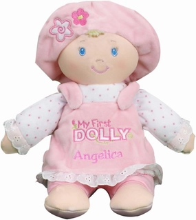 GiftsForYouNow Pink My First Dolly Personalized Plush Blonde Doll, 12" x 11"