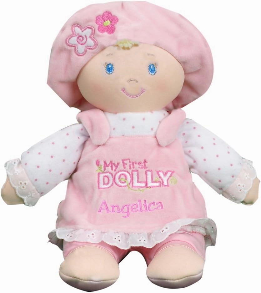 GiftsForYouNow Pink My First Dolly Personalized Plush Blonde Doll, 12" x 11"