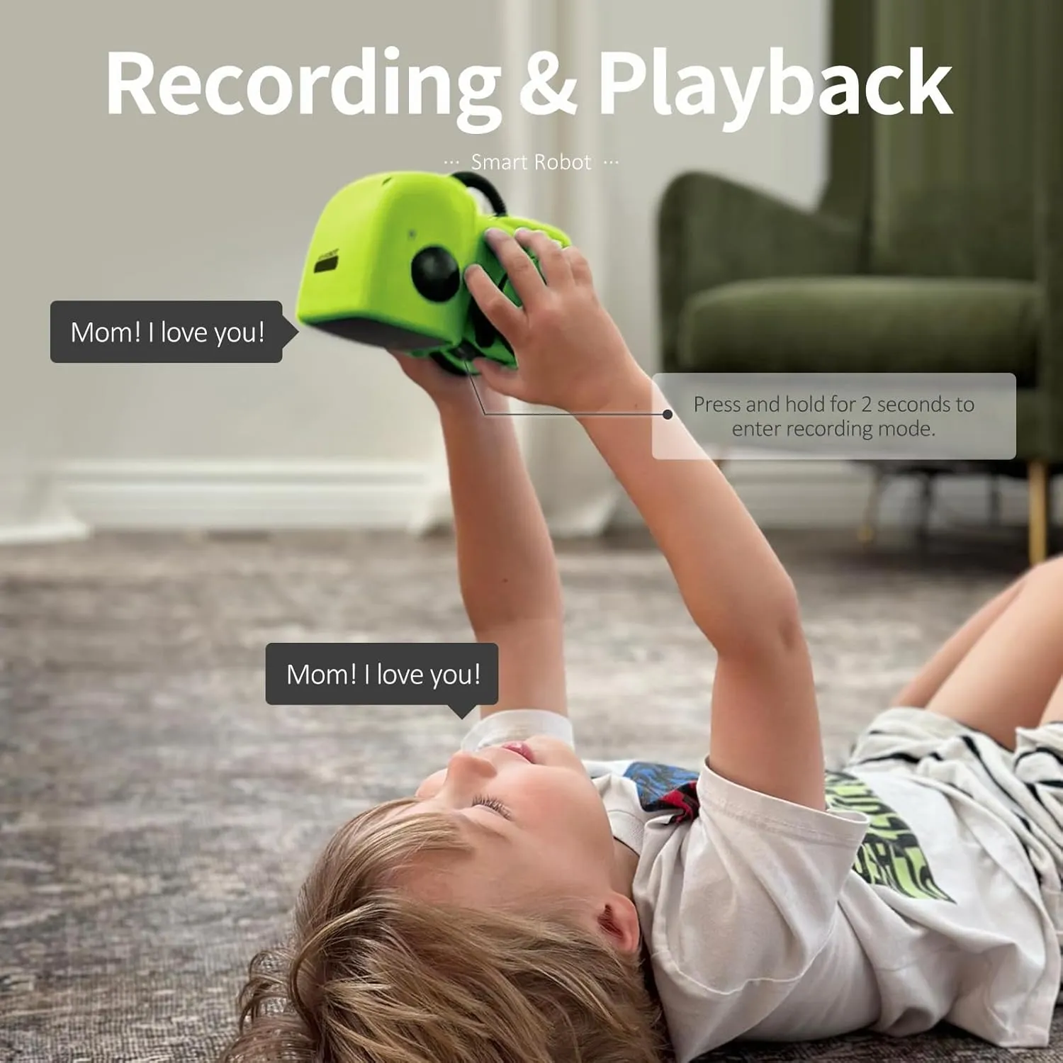 GILOBABY Kids Robot Toys, Smart Talking Robot with Voice Control Touch Sensor, Dancing, Singing, Recording, Repeat, Gift for Boys Age 3  Years (Green)
