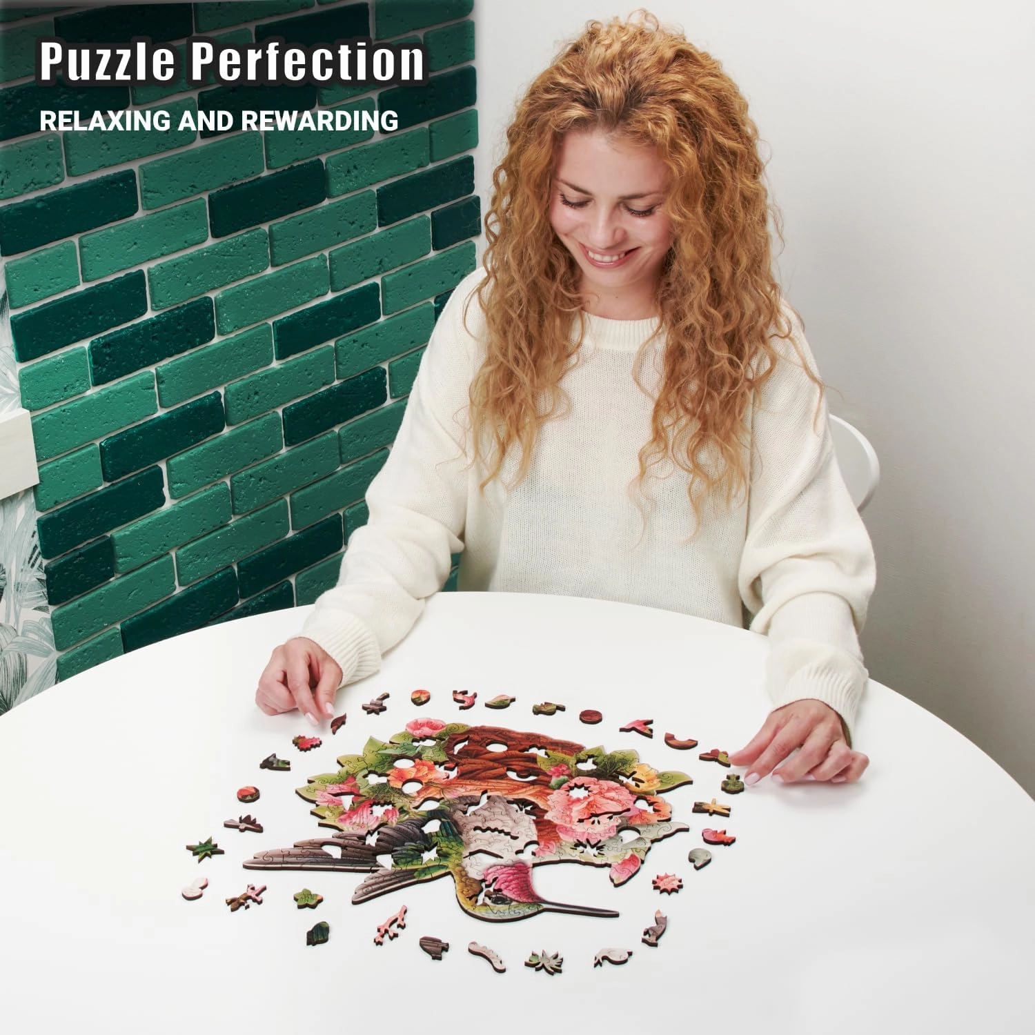 Glorious Hummingbird - 200 Piece Wooden Puzzles for Adults - 13.5 x 11.3 in - Extra-Thick 5 mm Wood Puzzle, Hand-Drawn Pieces, Bird-Shaped XL Mosaic Design - Premium Gift for Puzzle Lovers by LEOGOR