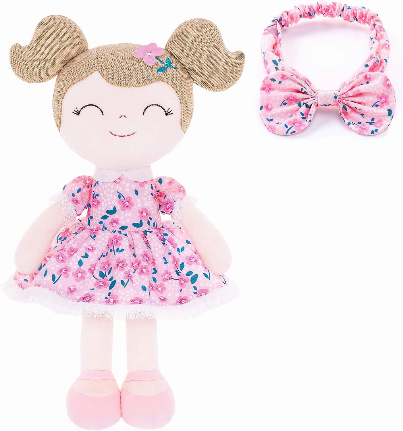 Gloveleya Personalized Doll with Your Name - Cute Floral Blue Custom Soft Plush Doll for Girls Plush Doll Customized Gifts - Muñecas de Trapo Personalizadas para Niñas