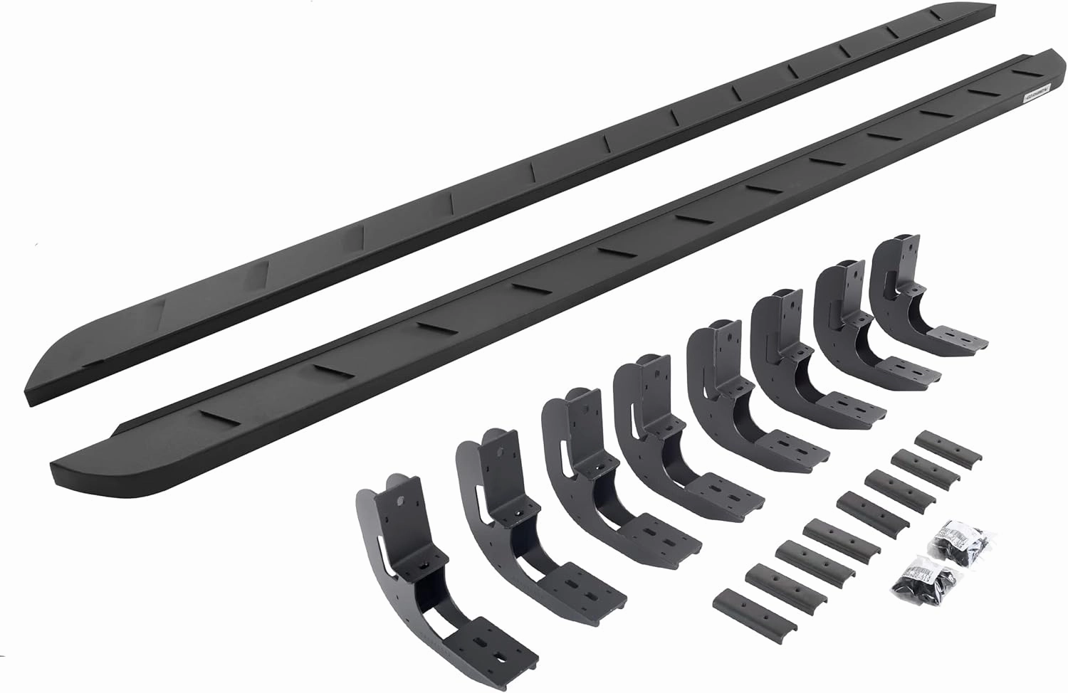 Go Rhino RB10 Slim Running Boards & Brackets | Galvanized Steel, Textured Black | 63404887SPC | Fits 2019-2025 Chevrolet Silverado & GMC Sierra Crew Cab (See Description)