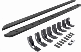 Go Rhino RB10 Slim Running Boards & Brackets | Galvanized Steel, Textured Black | 63404887SPC | Fits 2019-2025 Chevrolet Silverado & GMC Sierra Crew Cab (See Description)
