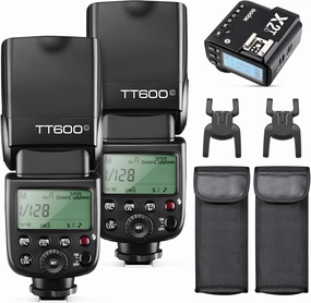 Godox 2X TT600 HSS 2.4G Wireless Master/Slaver Flash Speedlite & Receiver Godox X2T-C Remote Trigger Transmitter Kit Built-in godox X System Compatible for Canon Cameras