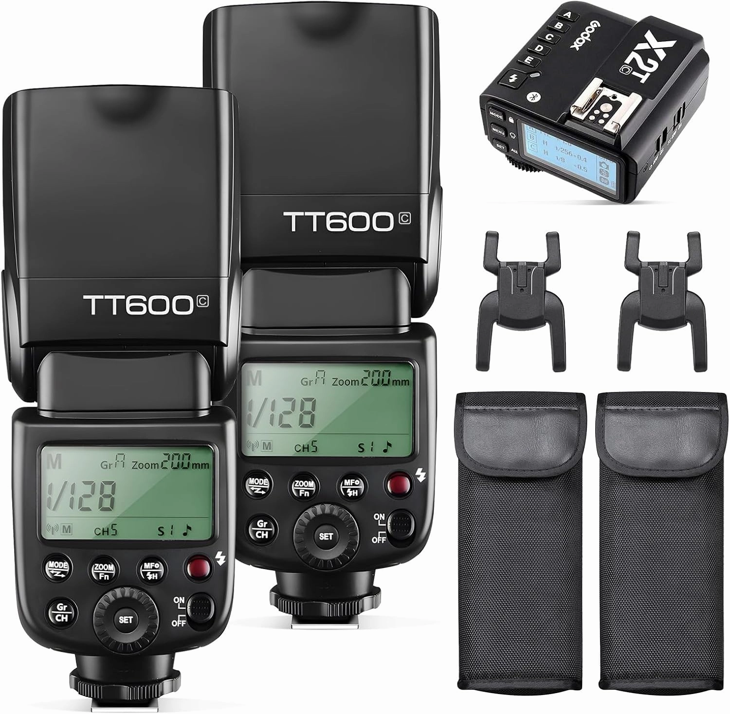 Godox 2X TT600 HSS 2.4G Wireless Master/Slaver Flash Speedlite & Receiver Godox X2T-C Remote Trigger Transmitter Kit Built-in godox X System Compatible for Canon Cameras