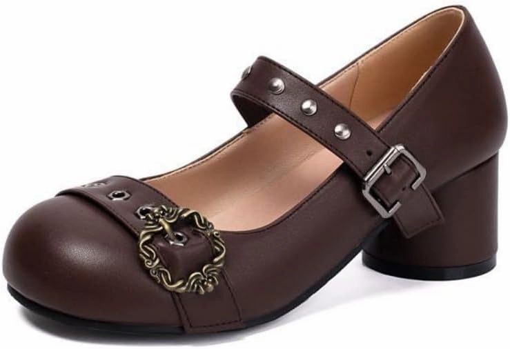 Goth Marry Janes Heels Rave Emo Grunge Doll Shoes with 2 Buckles for Women & Girls Kawaii Y2K Retro Elegant Cute Core Comfort Birthday Gifts for Preppy Teen Girls Rococo Summer Party