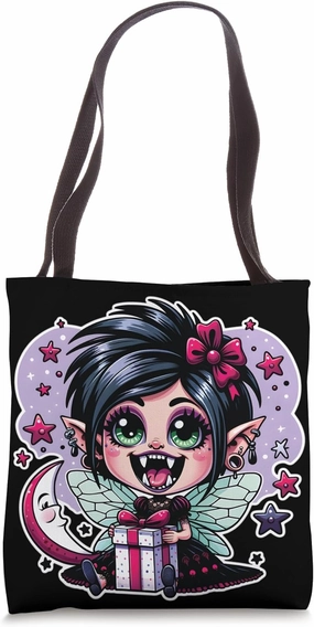 Gothic Cute Enigmatic Forest Fairy Graphic Design Tote Bag