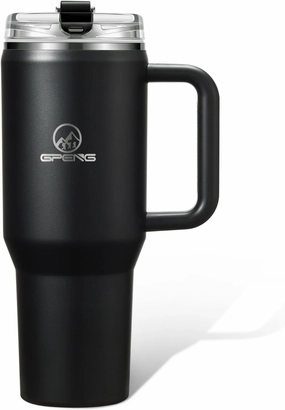 Gpeng 30/40/50 oz Tumbler with Handle, Water Bottles with Straw Lid, Insulated Stainless Steel Travel Mug Cup Holder Friendly, Keep Drinks Cold or Hot for Hours