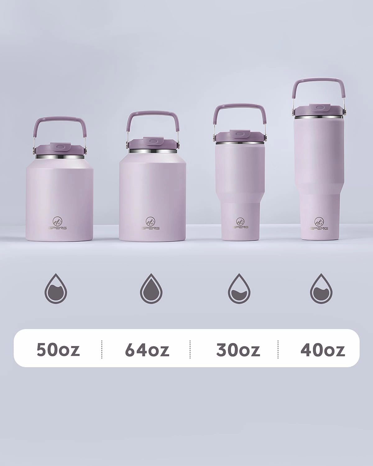 Gpeng 40 oz Tumbler with Handle, Water Bottles with Straw Lid, Insulated Stainless Steel Travel Mug Cup Holder Friendly, Keep Drinks Cold or Hot for 48  Hours