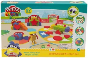 Grandi Giochi Play Doh Blocks Pld03000 27-Piece Shape and Colour Set with Buildings and Modelling Paste