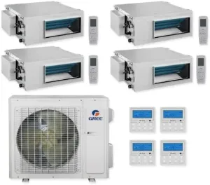 GREE Multi Gen2 Series 36,000 BTU 4-Zone Concealed Duct 9K 9K 9K 9K Ductless Mini-Split System