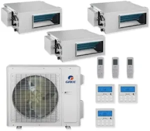 GREE Multi Gen2 Series 42,000 BTU 3-Zone Concealed Duct 12K 12K 18K Ductless Mini-Split System