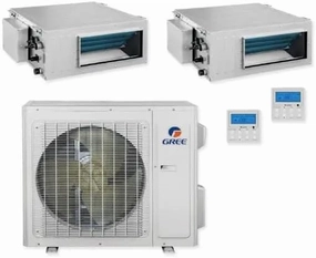 GREE Multi Gen2 Series 36,000 BTU 2-Zone Concealed Duct 18K 24K Ductless Mini-Split System