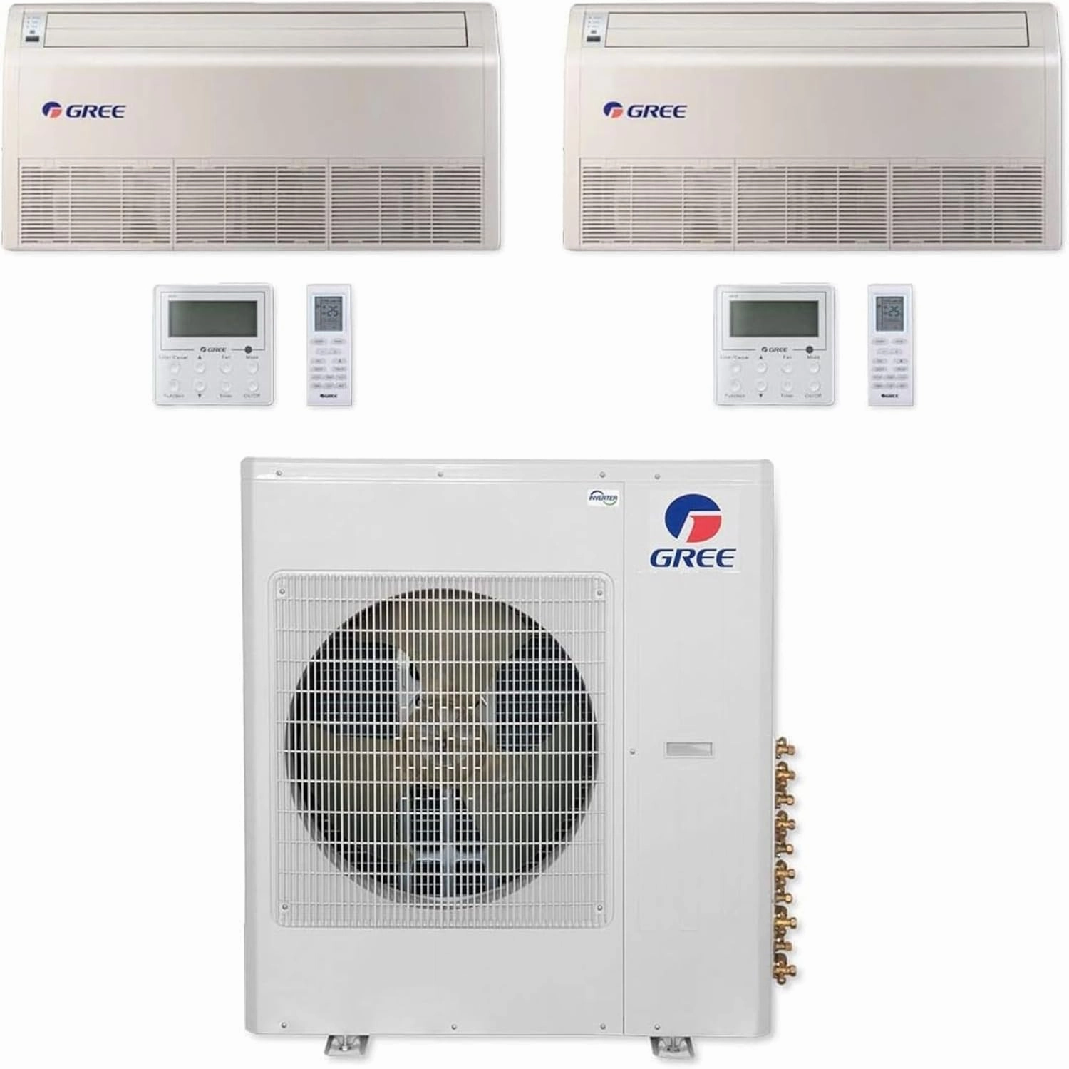GREE Multi Gen2 Series 36,000 BTU 2-Zone Universal Floor/Ceiling 12K 18K Ductless Mini-Split System