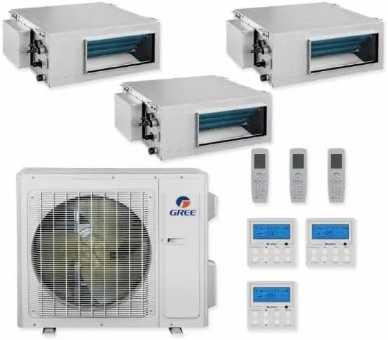 GREE Multi Gen2 Series 36,000 BTU 3-Zone Concealed Duct 12K 12K 12K Ductless Mini-Split System