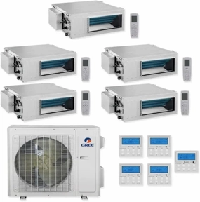 GREE Multi Gen2 Series 42,000 BTU 5-Zone Concealed Duct 9K 9K 9K 12K 18K Ductless Mini-Split System