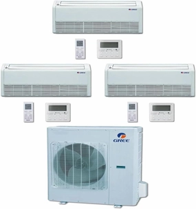 GREE Multi  Ultra Series 24,000 BTU 3-Zone Universal Floor/Ceiling 9K 9K 18K Ductless Mini-Split System