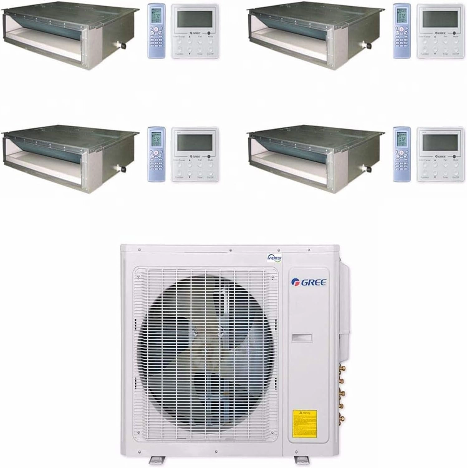 GREE Multi  Ultra Series 36,000 BTU 4-Zone Concealed Duct 9K 9K 12K 12K Ductless Mini-Split System