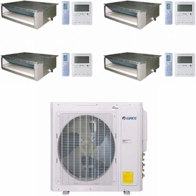 GREE Multi  Ultra Series 42,000 BTU 4-Zone Concealed Duct 9K 9K 18K 24K Ductless Mini-Split System