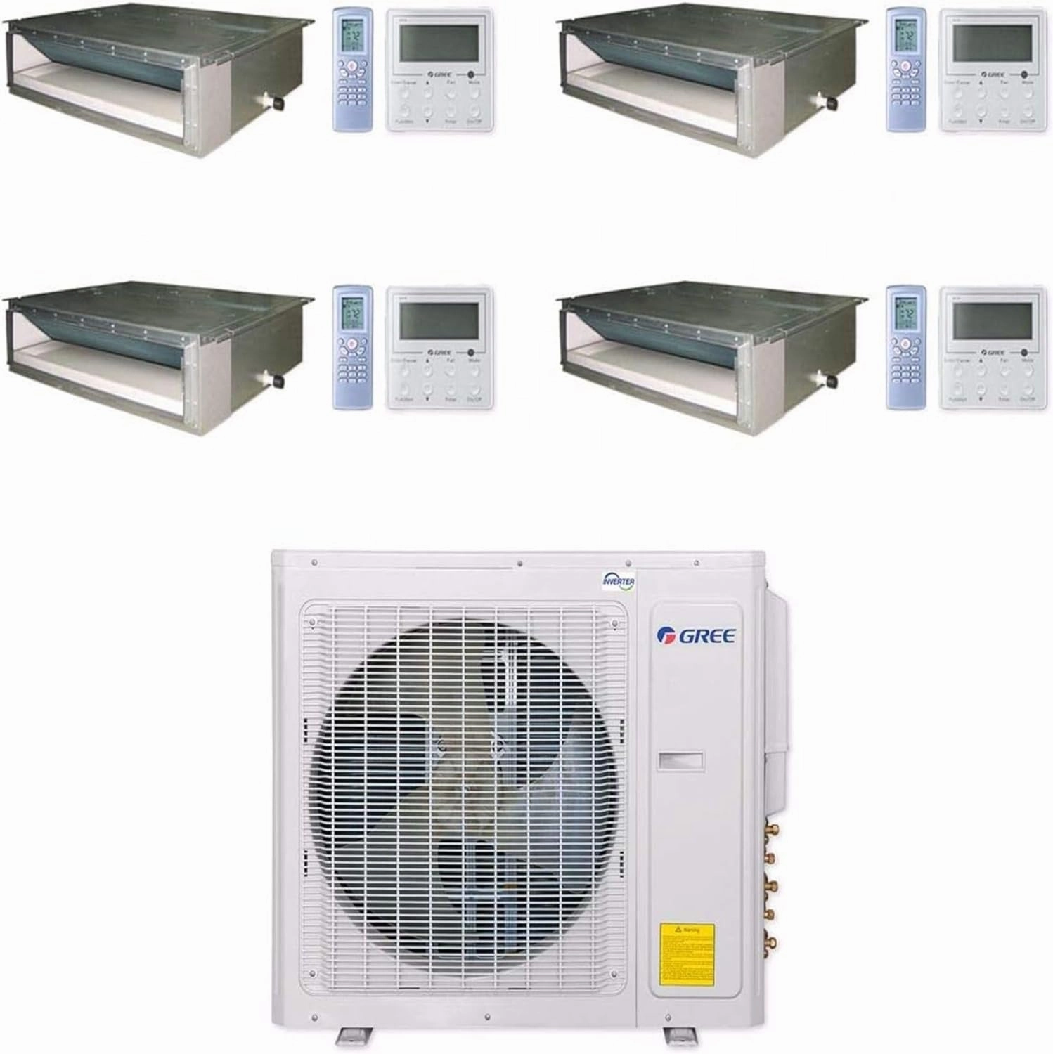 GREE Multi  Ultra Series 42,000 BTU 4-Zone Concealed Duct 9K 9K 18K 24K Ductless Mini-Split System