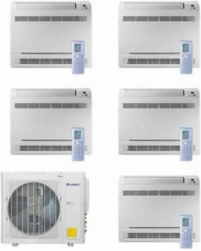 GREE Multi  Ultra Series 42,000 BTU 5-Zone Mini Floor Console 9K 9K 12K 12K 18K Ductless Mini-Split System