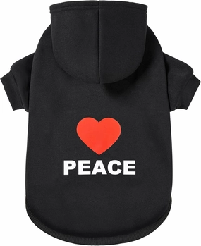 GreenJoy Dog Hoodie & Sweater - Cold Weather Coat for Puppies, Cats & Small to Large Dogs (Large, Black (Love Peace))