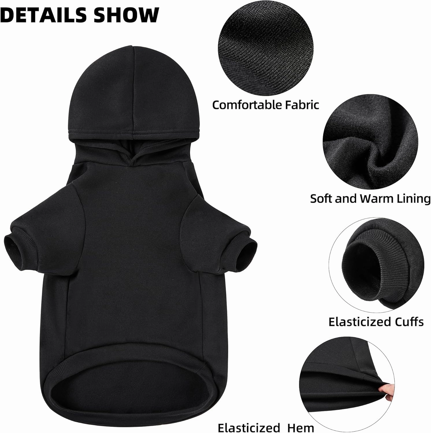 GreenJoy Dog Hoodie & Sweater - Cold Weather Coat for Puppies, Cats & Small to Large Dogs (Large, Black (Love Peace))