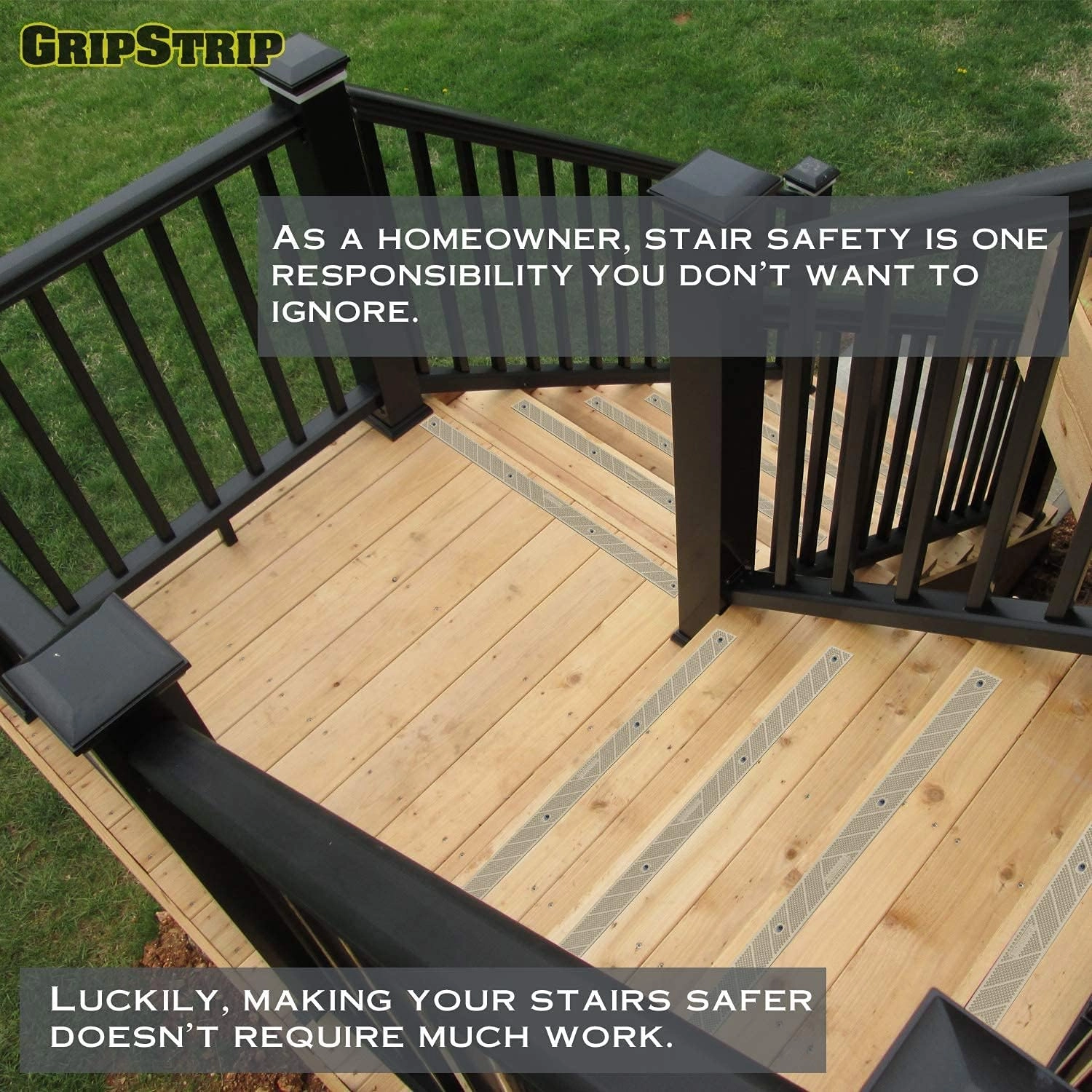 GripStrips Anti-Slip Treads - 8 Pack, Beige (32" x 2") - Outdoor Non-Slip Tread Strips - Waterproof Safety Traction Strips for Stairs, Ramps, Boats, Ladders, Wood, Composite, Concrete, Metal