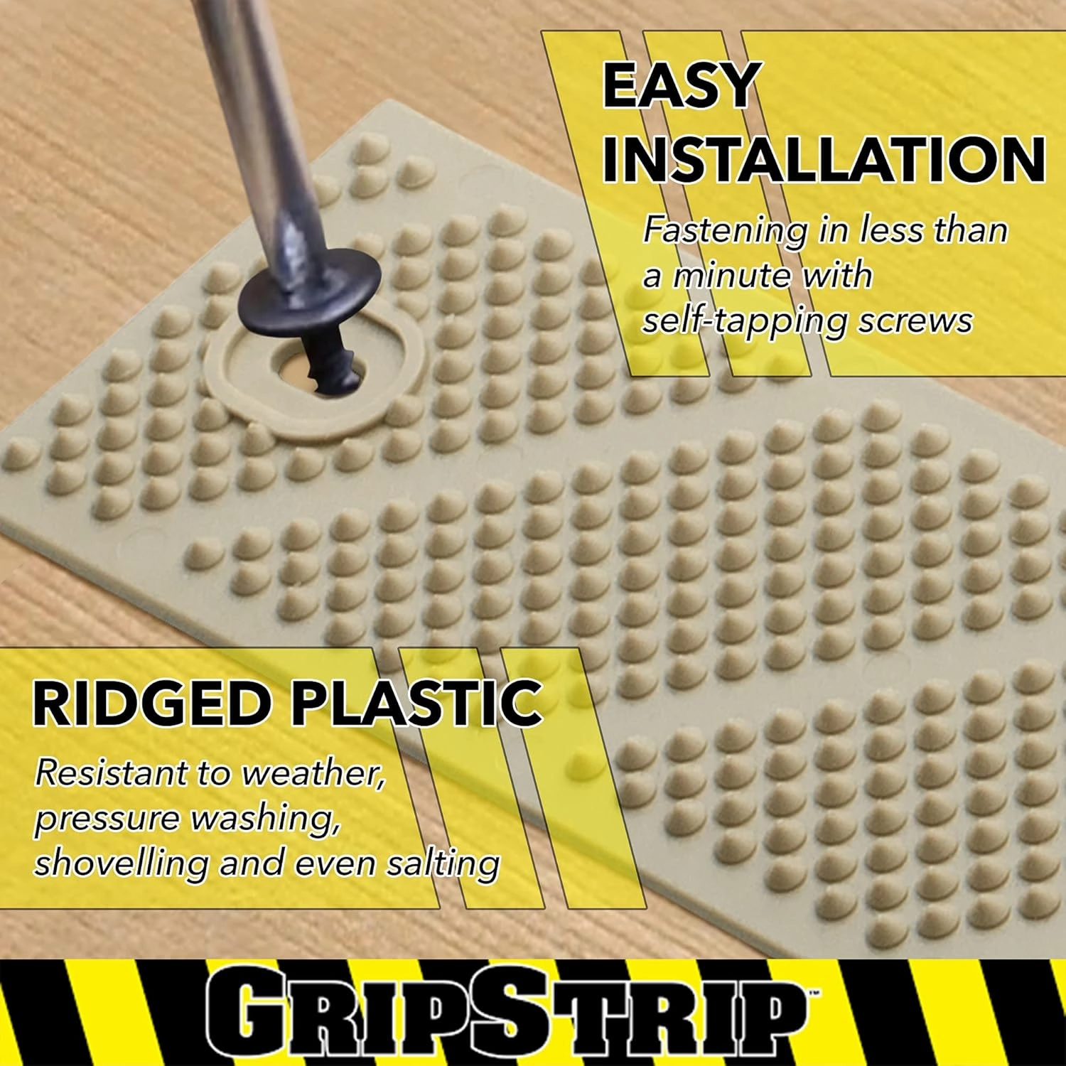 GripStrips Anti-Slip Treads - 8 Pack, Beige (32" x 2") - Outdoor Non-Slip Tread Strips - Waterproof Safety Traction Strips for Stairs, Ramps, Boats, Ladders, Wood, Composite, Concrete, Metal