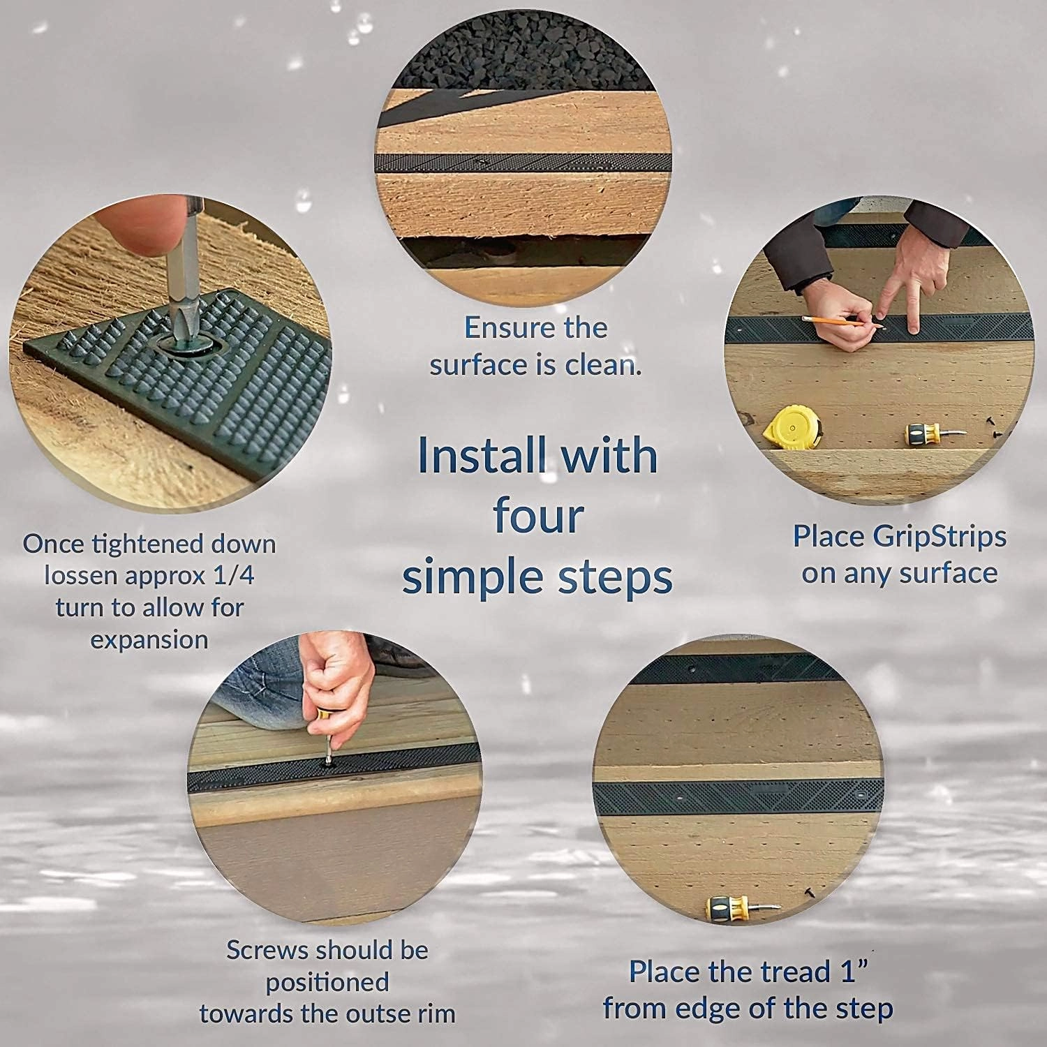 GripStrips Anti-Slip Treads - 8 Pack, Beige (32" x 2") - Outdoor Non-Slip Tread Strips - Waterproof Safety Traction Strips for Stairs, Ramps, Boats, Ladders, Wood, Composite, Concrete, Metal