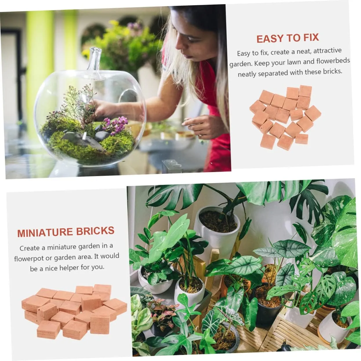HANABASS 3sets 40pcs Miniature Bricks for DIY Projects Artificial Bricks for Box Landscaping and Creative Building Models Safe Smooth Surface for Imaginative Play 40pcs*3